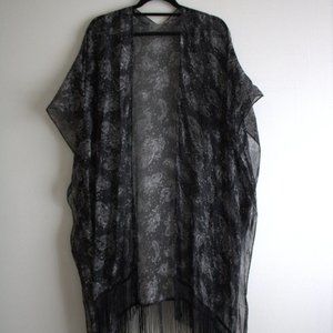 Sheer Paisley Shawl with Fringe